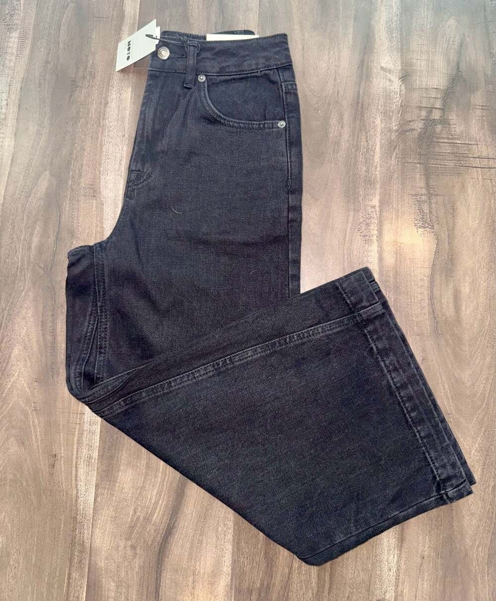 Topshop Moto Crop Wide Leg Jeans Black Size 25x30